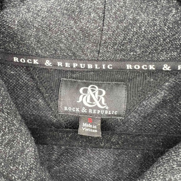 Rock & Republic Men's Black Grey Zip Hoodie Button Up Jacket Size Small - Picture 5 of 9